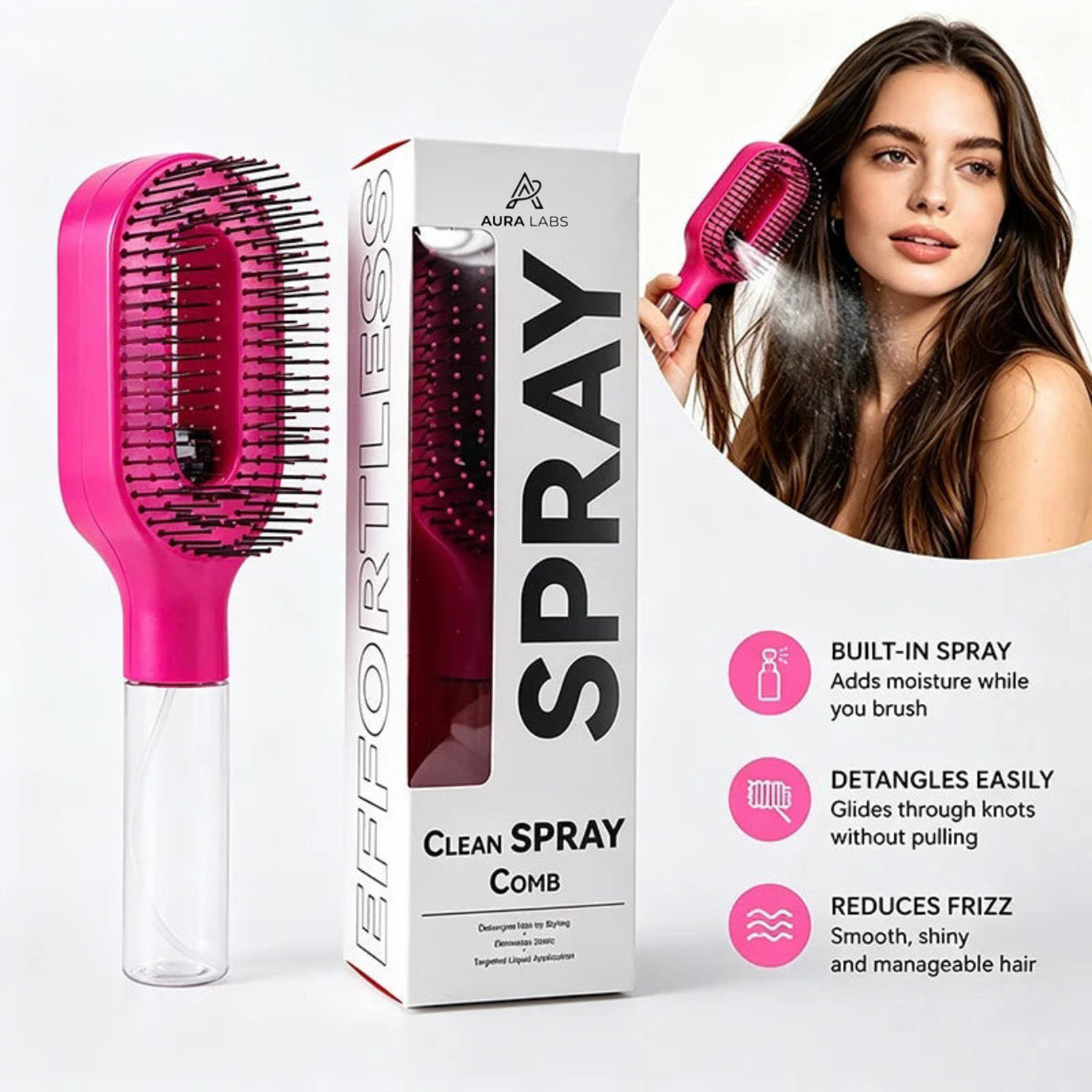 Aura Labs™ Nano-Mist Detangling Hairbrush