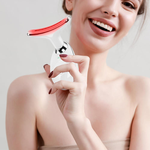 Facial Massager Face and Neck, Face 𝖲 Culpting Wand Tool with 7 Color - Birthday, Christmas, Mothers Day, Valentines Day Gifts for Her Women Mom Best Friend Wife Teacher (White)